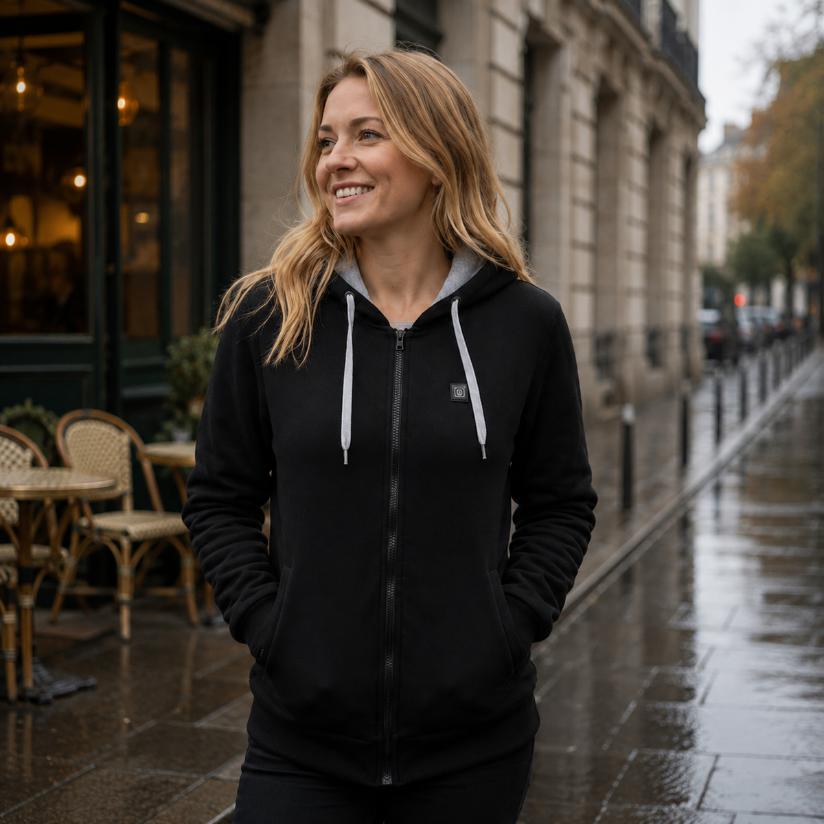 Women's Heated Zip Hoodie Rechargeable USB Warm Jacket