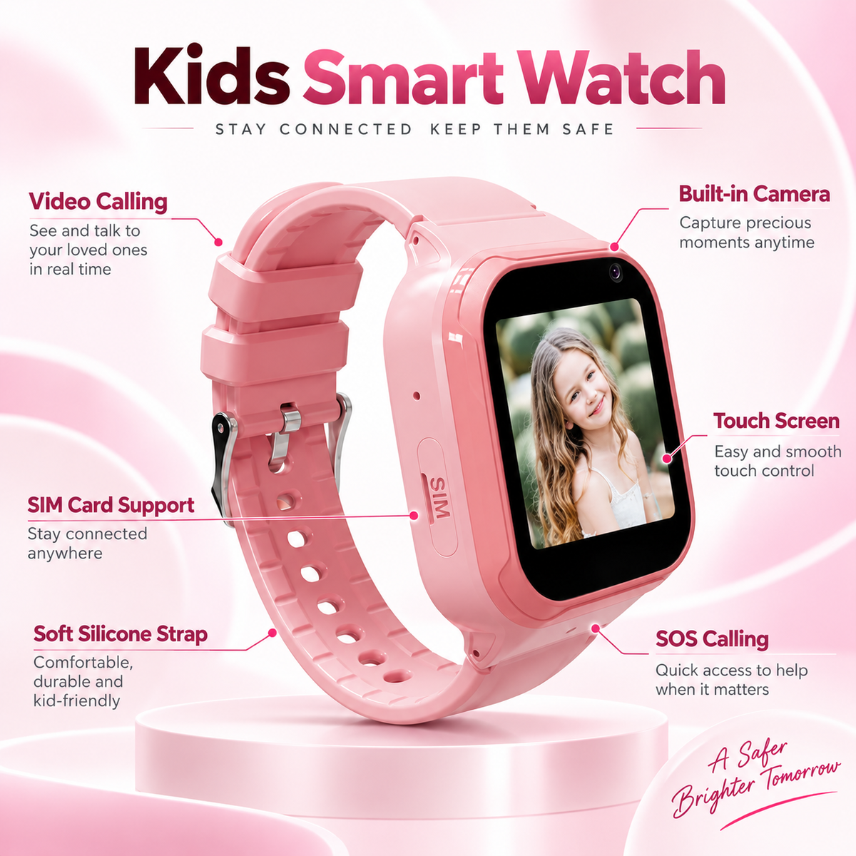 Kids Smart Watch GPS Tracker SOS Call Camera Phone Watch