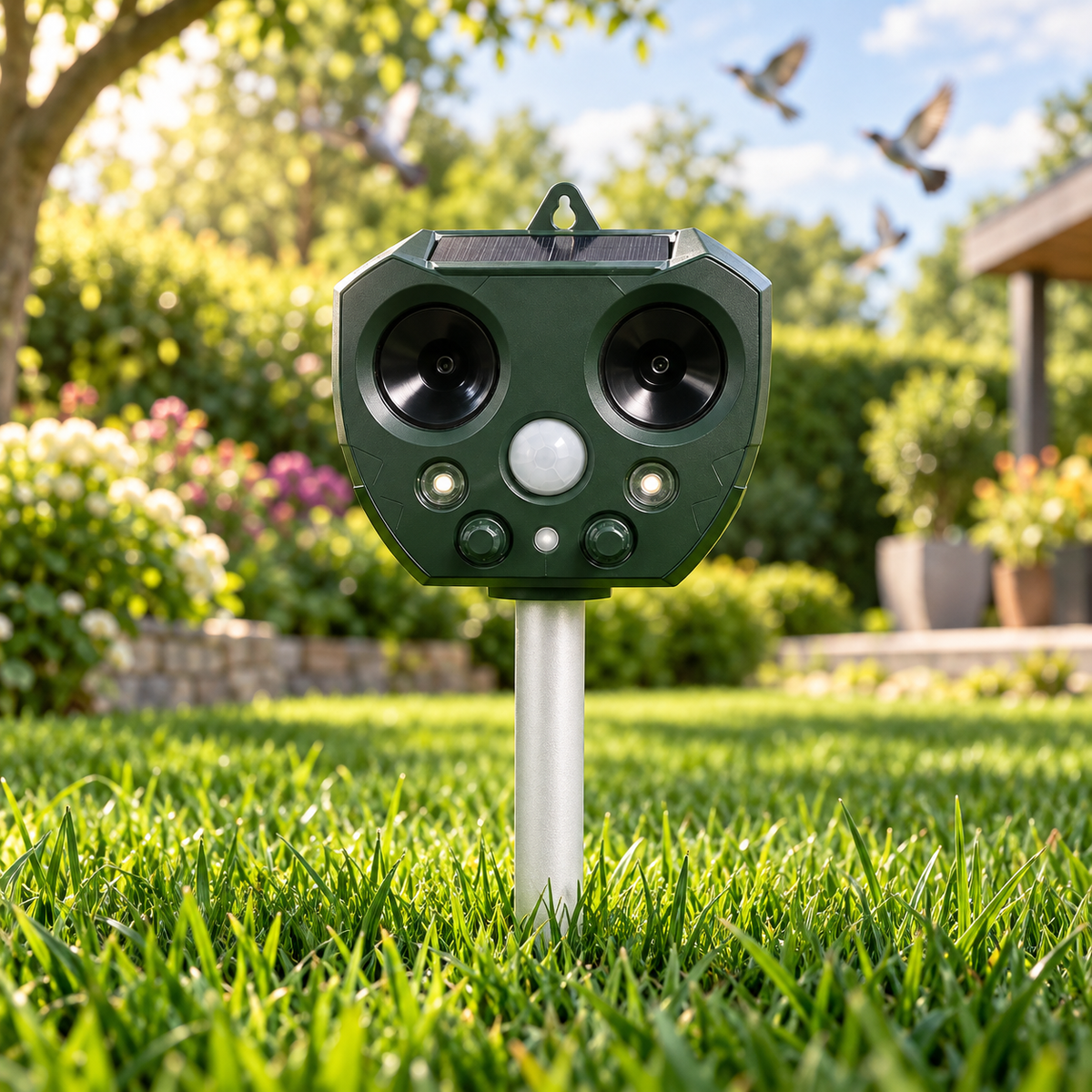 Ultrasonic Bird and Pest Repeller Solar Motion Garden Deterrent