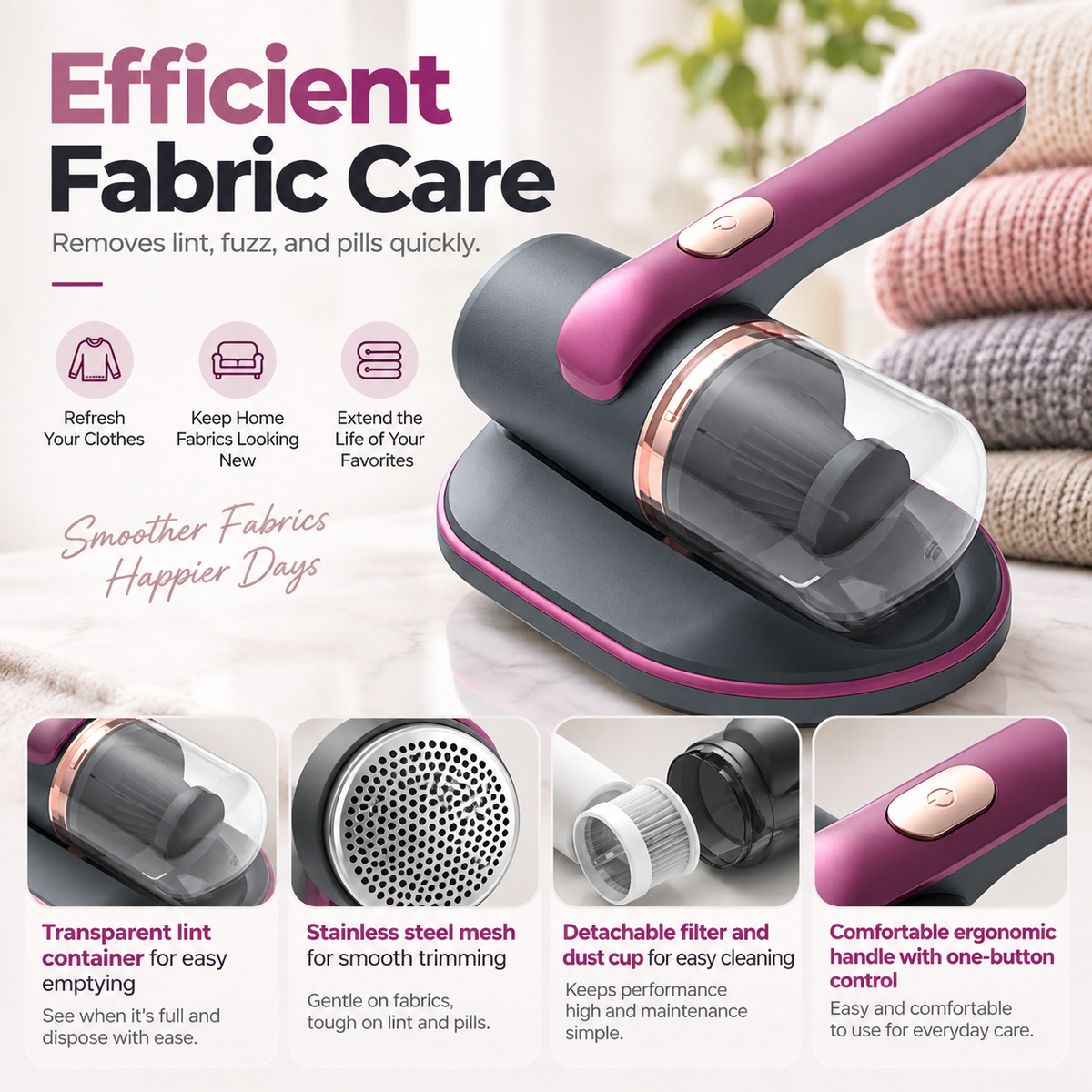 Cordless Dust Mite Vacuum UV Mattress Bed Cleaner