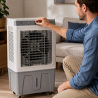 Large Evaporative Air Cooler, Portable 35-45L Ice & Water Cooling Fan for Home & Office