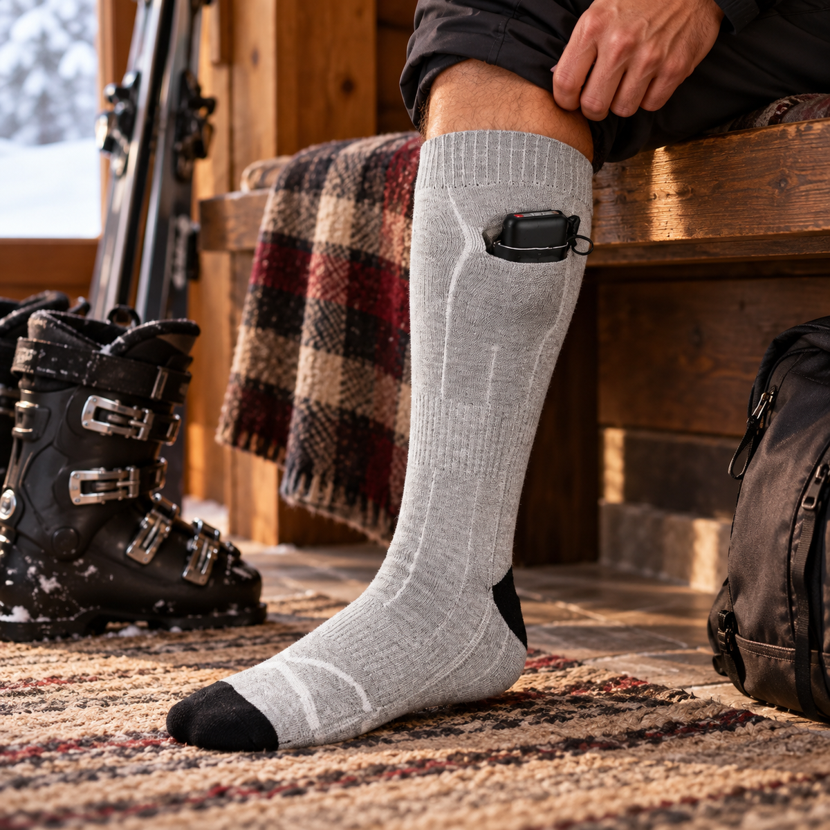 Heated Socks Rechargeable Electric Warm Socks for Men Women Ski