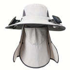 Outdoor Fishing Hat with Dual Solar Fans USB Rechargeable Sunshade