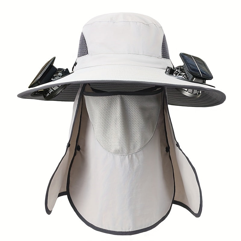 Outdoor Fishing Hat with Dual Solar Fans USB Rechargeable Sunshade