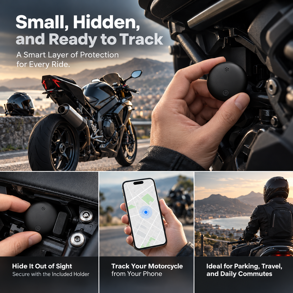 GPS Tracker for Motorcycles No Subscription Real Time Android iOS