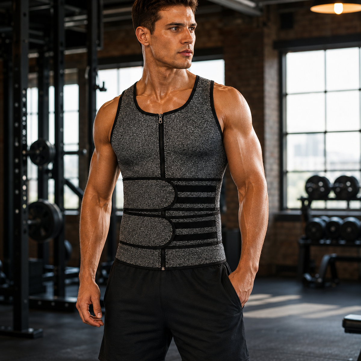 Men's Compression Workout Vest with Adjustable Waist Straps