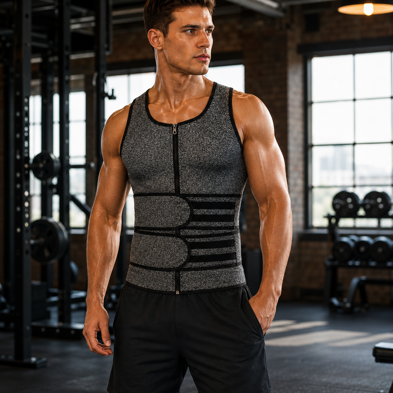 Men's Compression Workout Vest with Adjustable Waist Straps