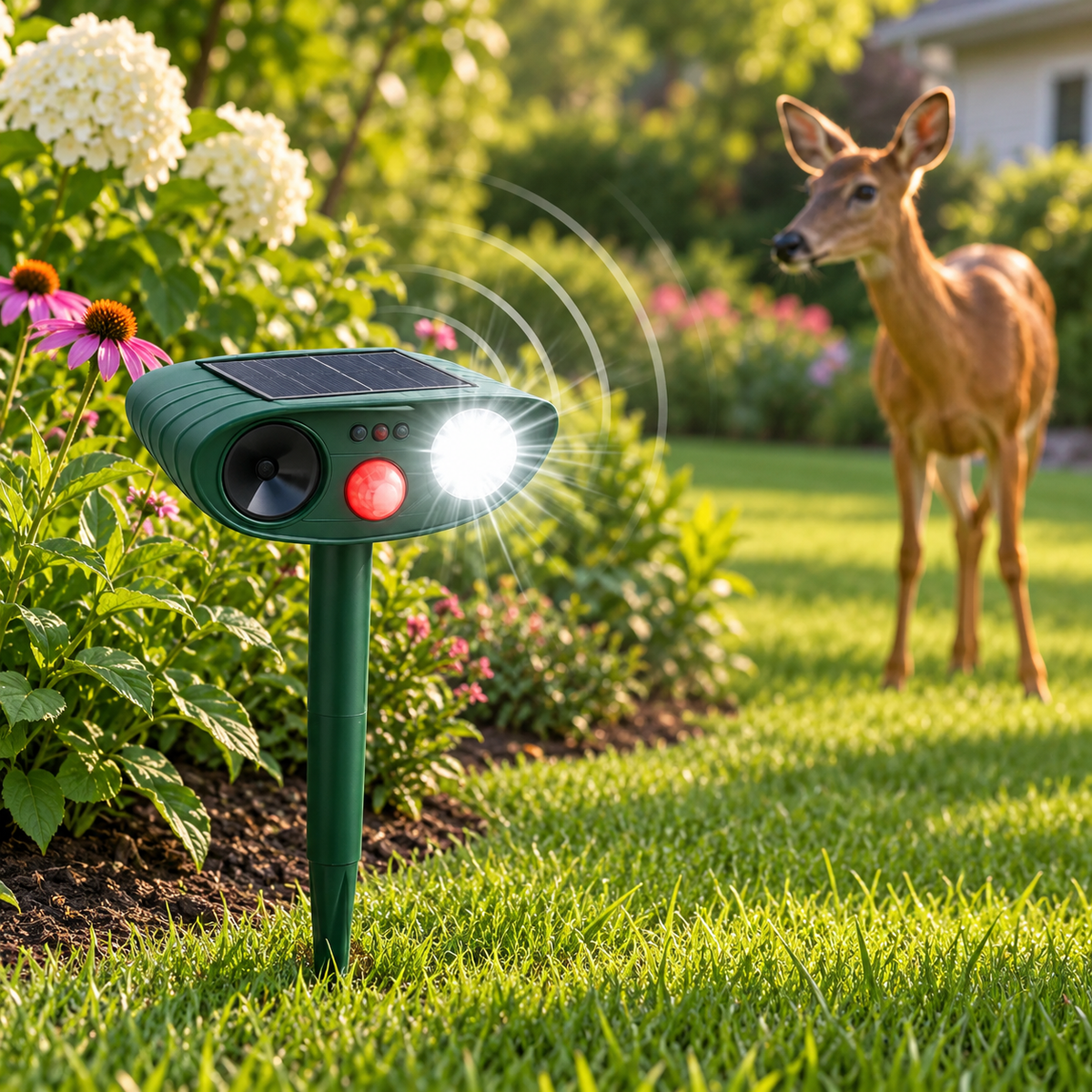 Solar Ultrasonic Deer Repeller 4 Pack Garden Deterrent