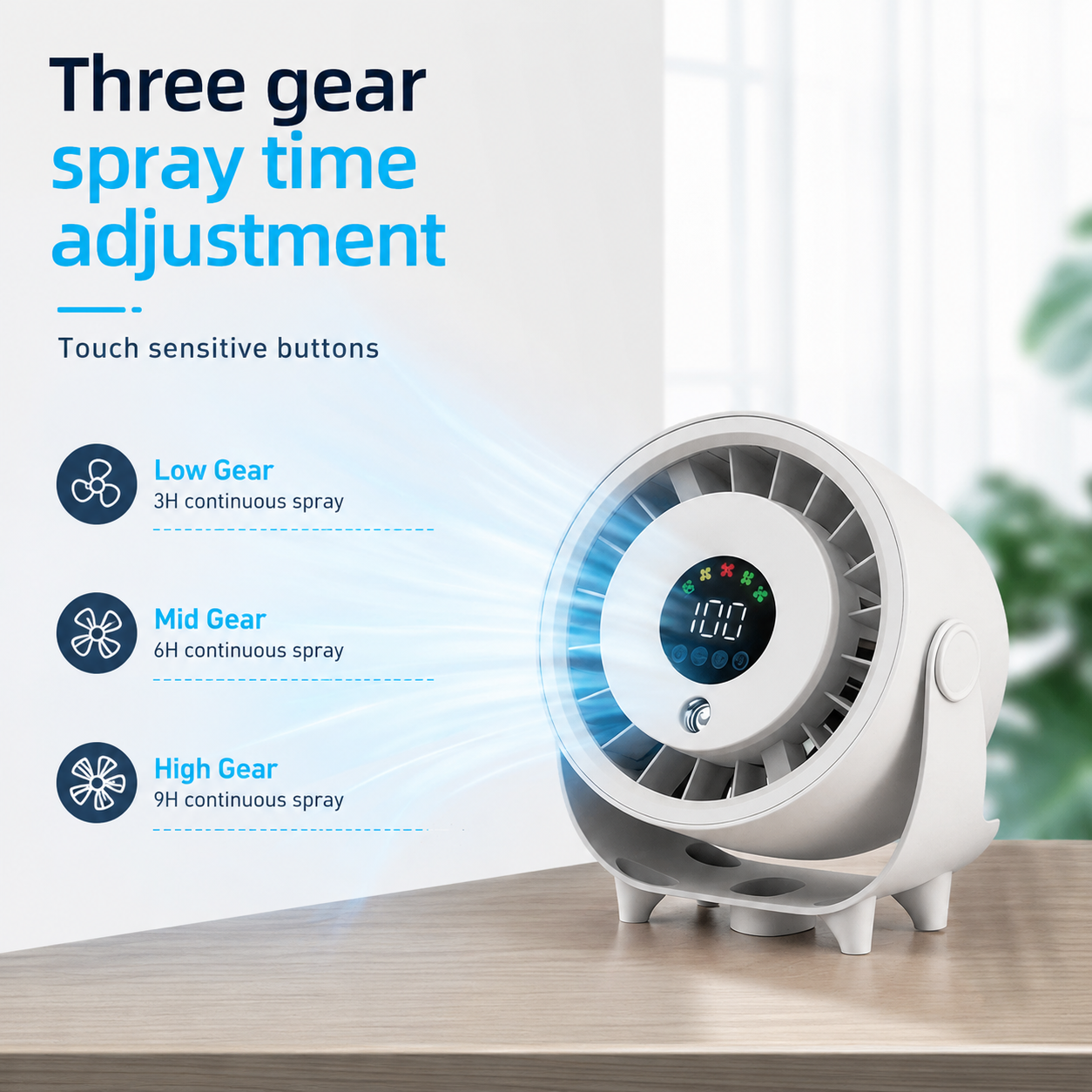 Portable Misting Fan Digital Display Quiet Cooling Humidifier Wall Mount