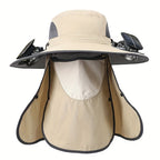 Outdoor Fishing Hat with Dual Solar Fans USB Rechargeable Sunshade