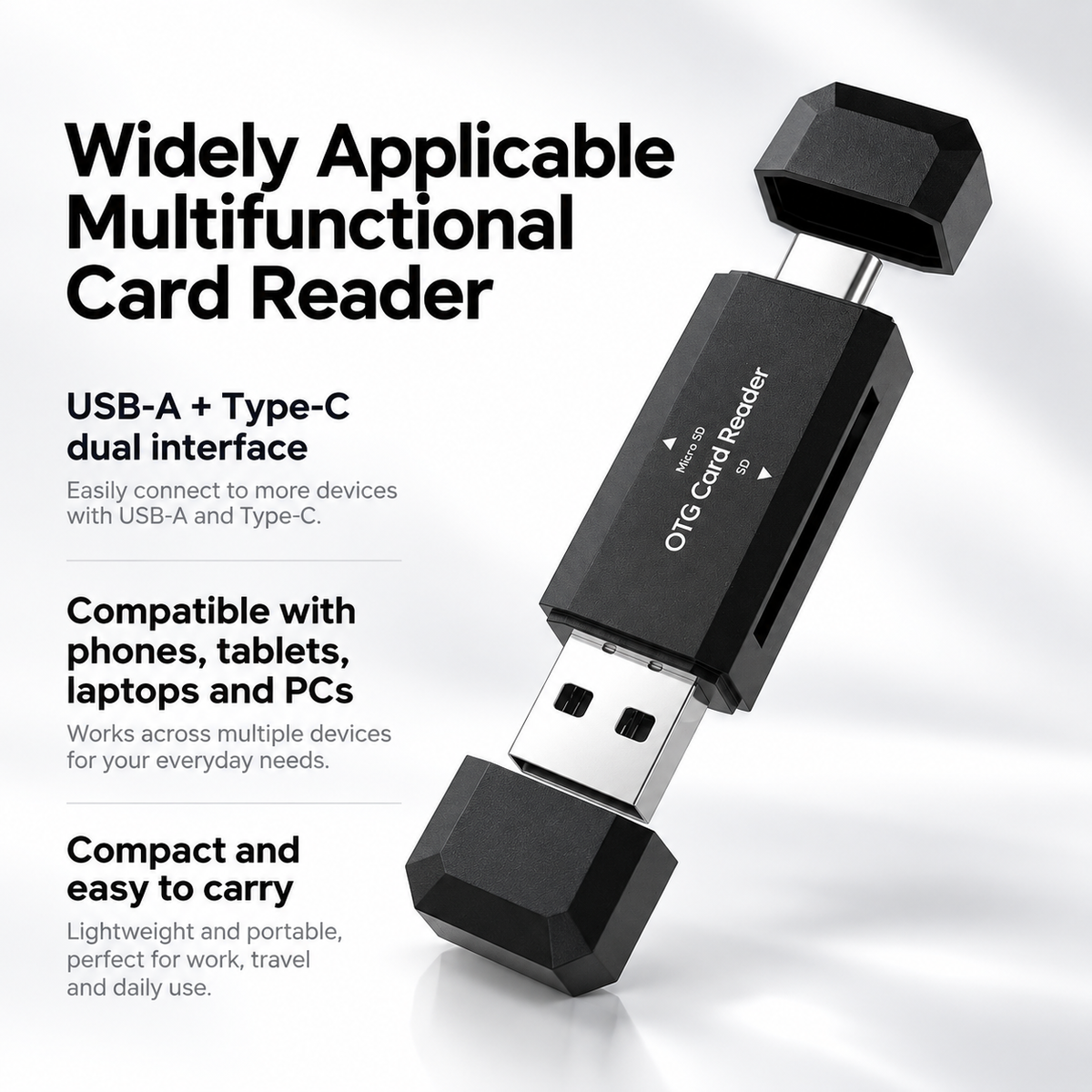 USB Type C SD and TF Card Reader Adapter 2 in 1 for Phone PC