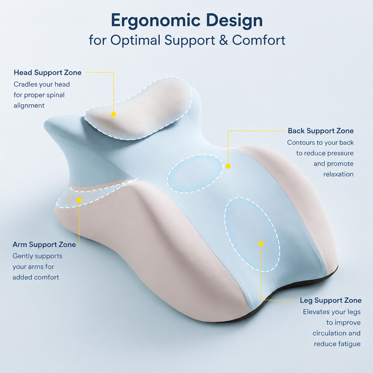 Ergonomic Couples Support Pillow for Hands-Free Relaxation