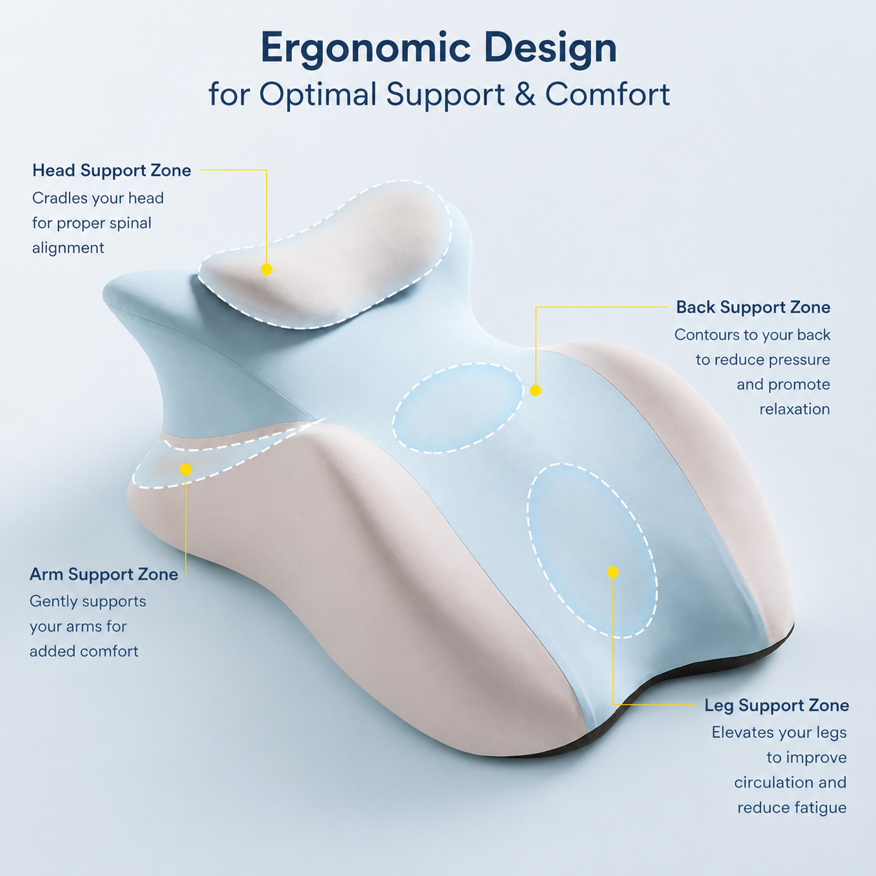 Ergonomic Couples Support Pillow for Hands-Free Relaxation