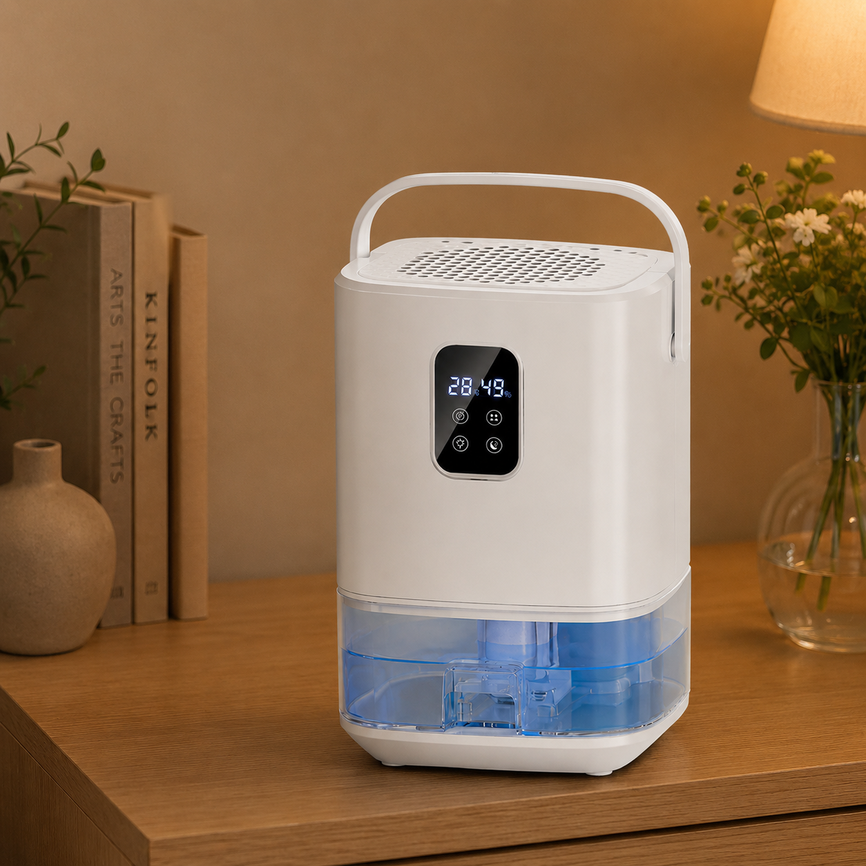 Compact Mini Dehumidifier, Quiet Portable Moisture Absorber for Bedroom & Bathroom