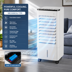 Smart Vertical Air Cooler, Voice-Controlled Evaporative Cooling Fan with Circulating Airflow