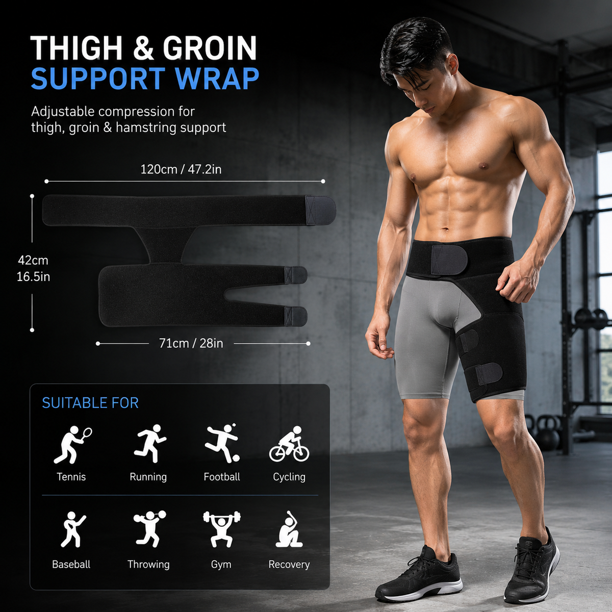 Adjustable Hip & Thigh Support Brace – Compression Wrap