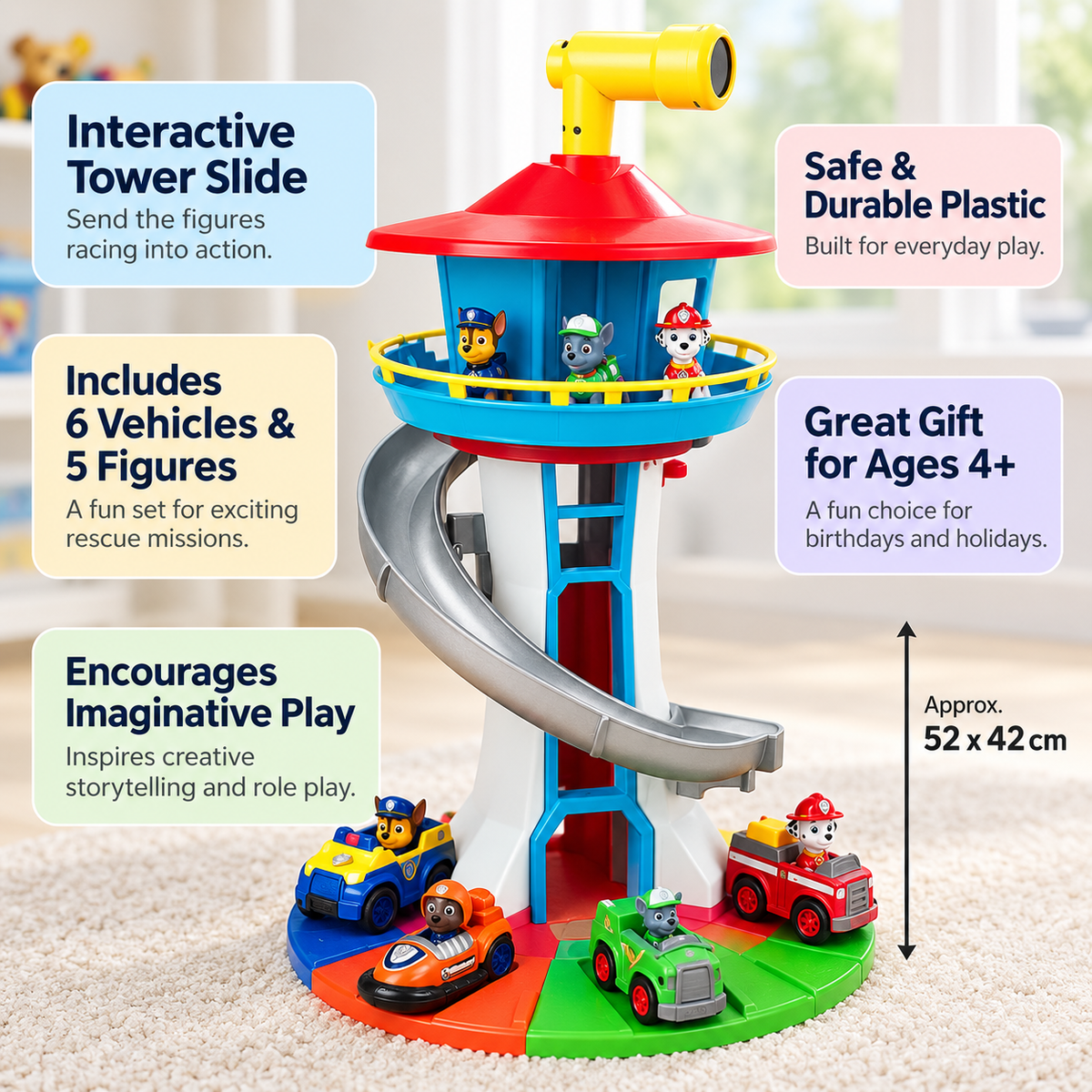 Toy Car Play Tower with Slide Kids Learning Playset