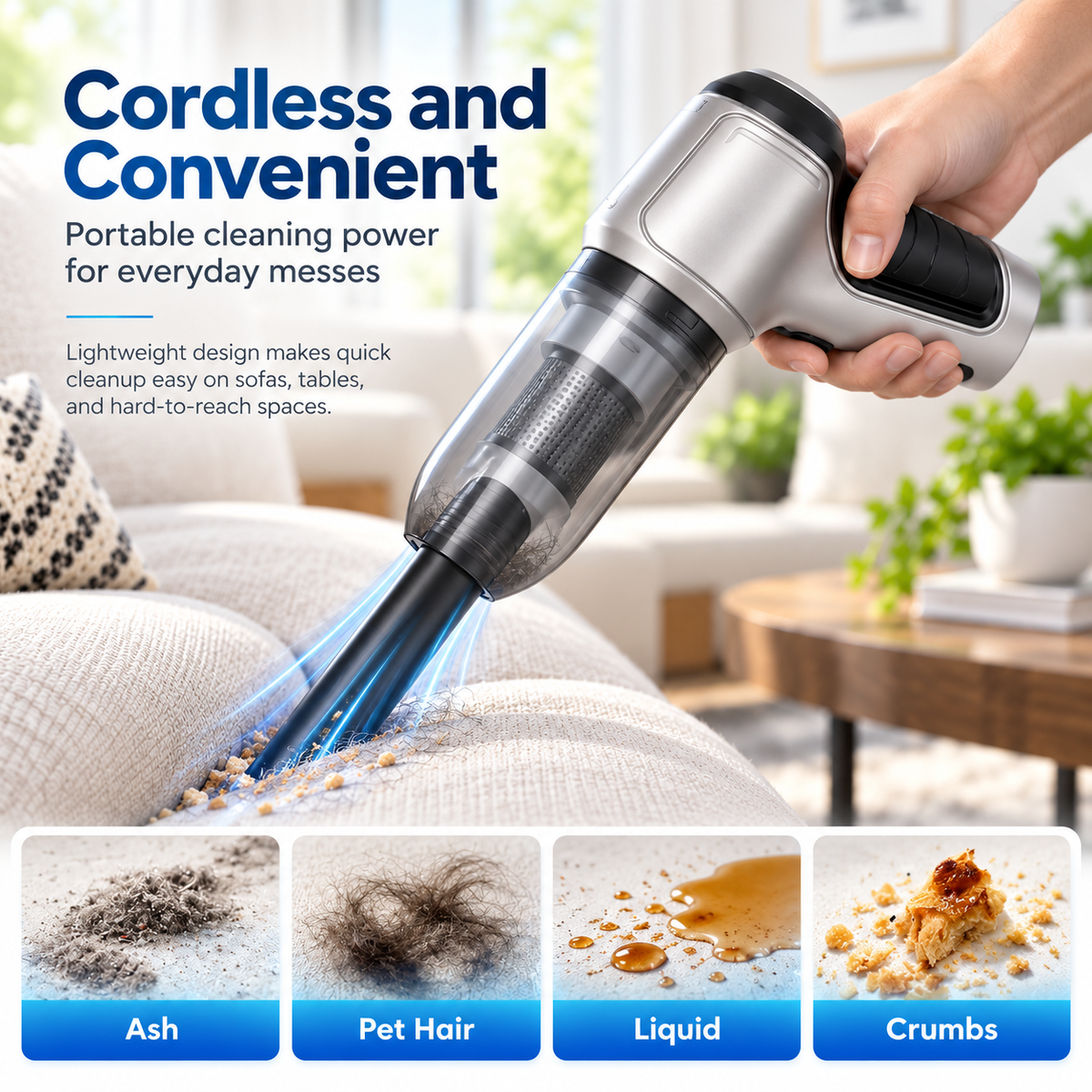 Cordless Handheld Vacuum Cleaner 15000Pa for Home and Car