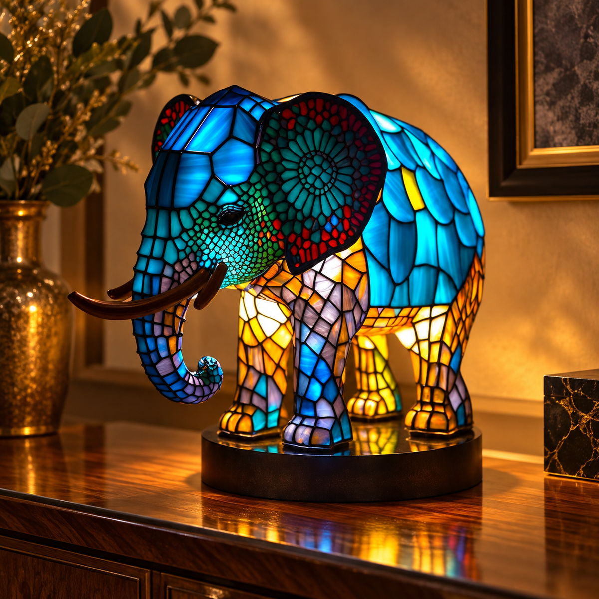 Glass Art Animal Table Lamp Decorative Accent Light