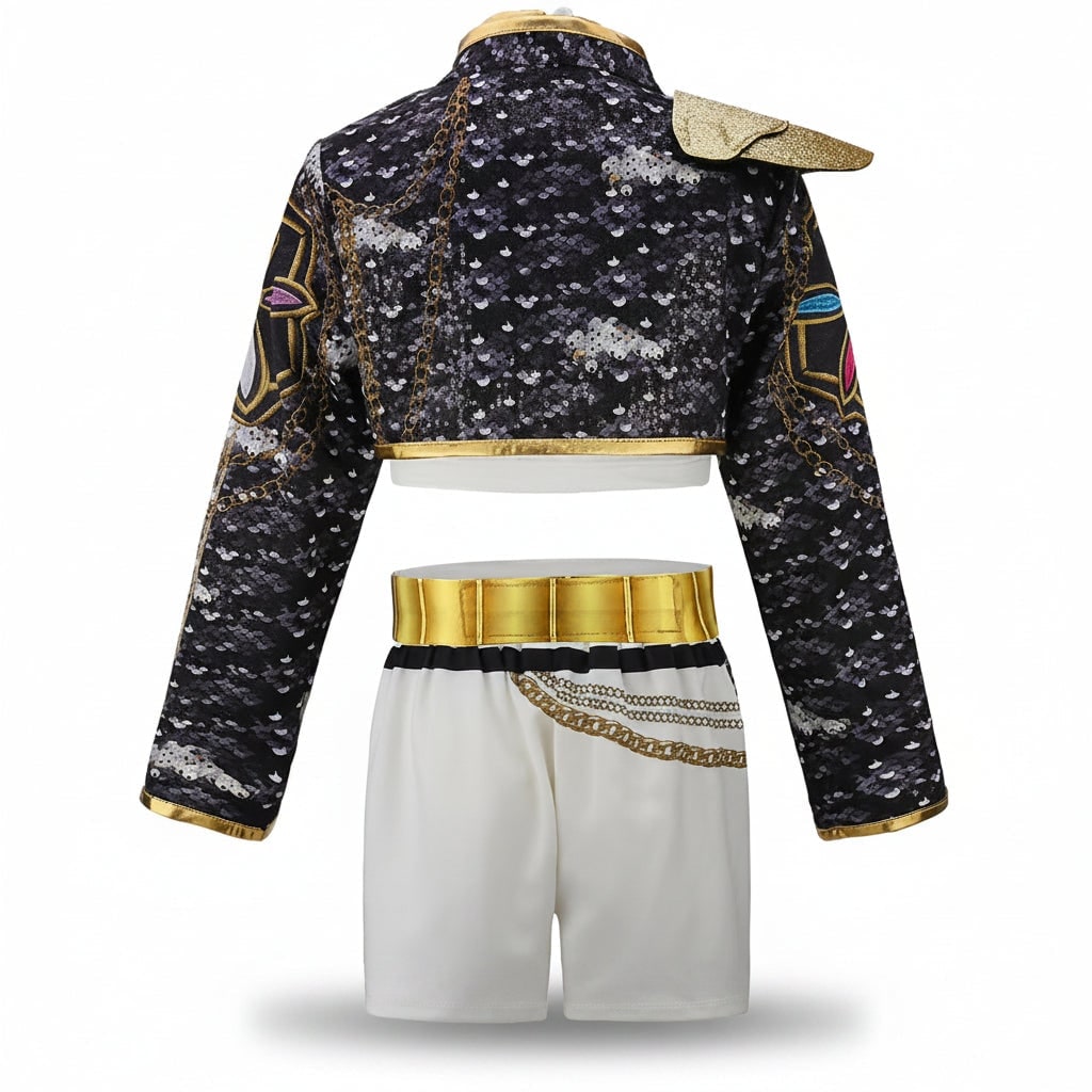 Girls Belly Dancer Outfit Sequined Crop Top and A Line Skirt Set Halloween Dance Costume