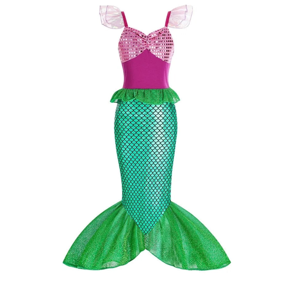 Girls Mermaid Costume Outfit with Accessories Ariel Dress Up Halloween Party