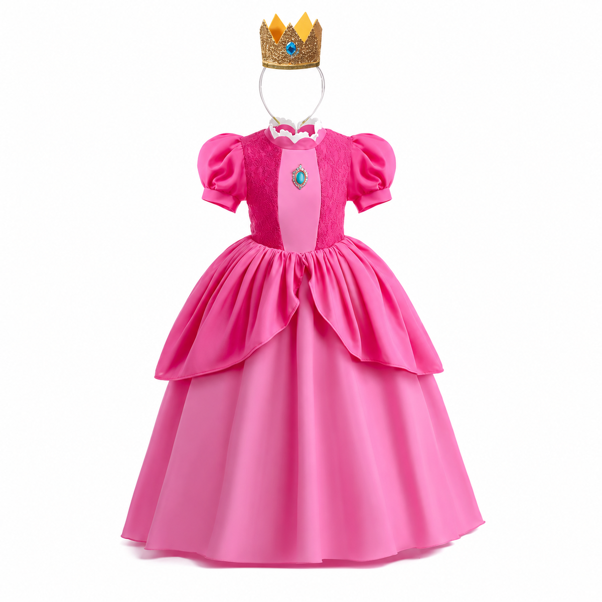 Girls Mushroom Princess Toadstool Costume Dress Set with Crown Gloves Wand Halloween