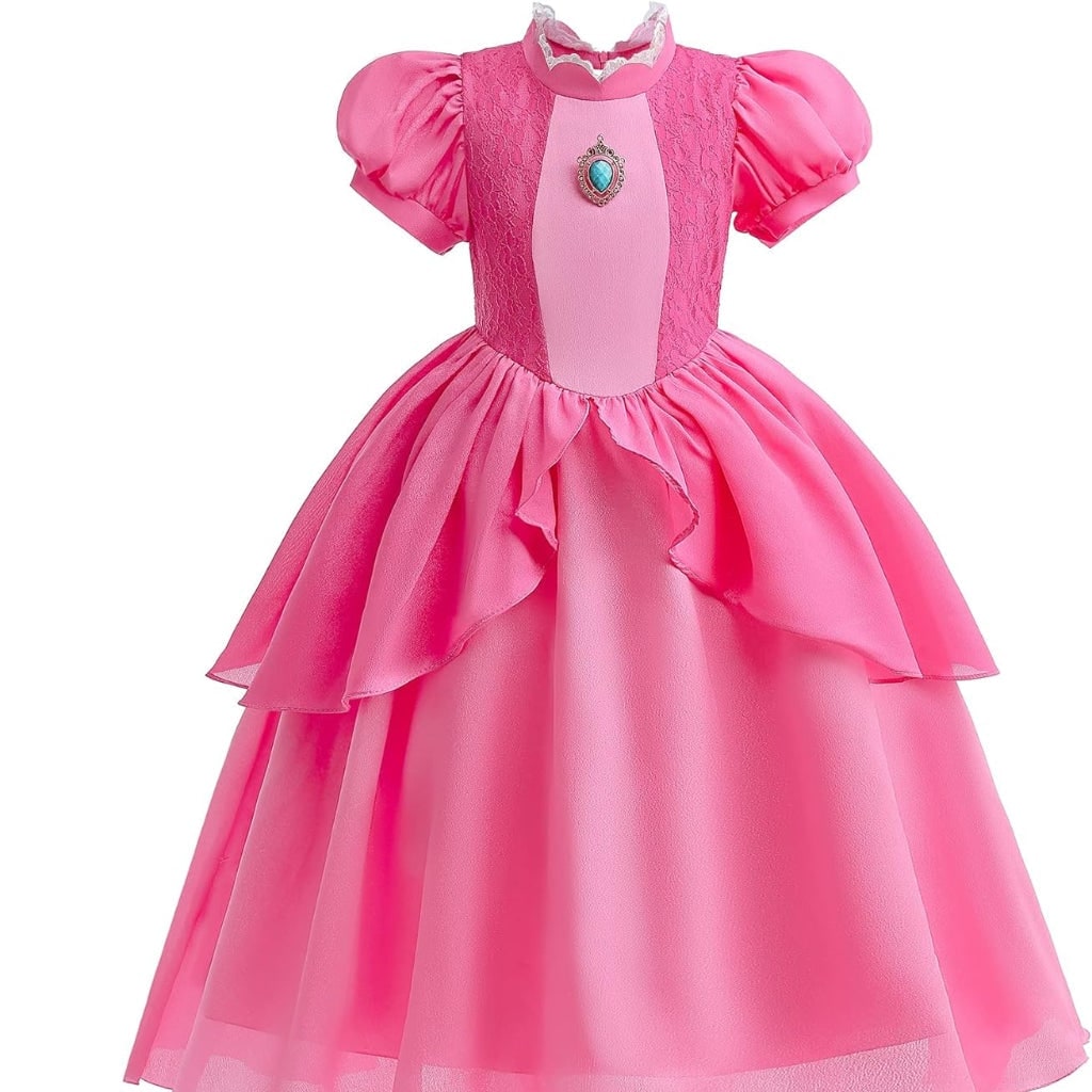Girls Mushroom Princess Toadstool Costume Dress Set with Crown Gloves Wand Halloween