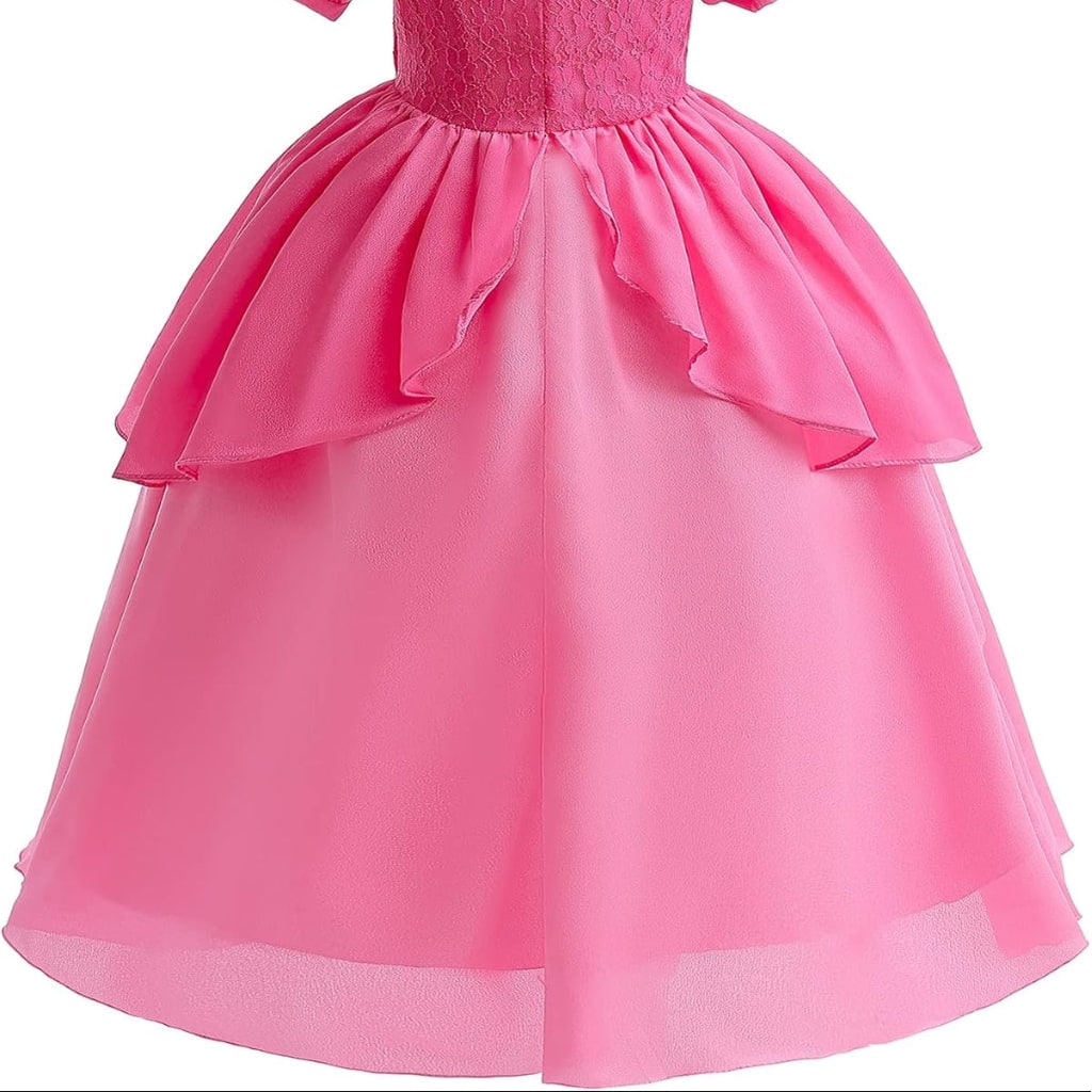 Girls Mushroom Princess Toadstool Costume Dress Set with Crown Gloves Wand Halloween