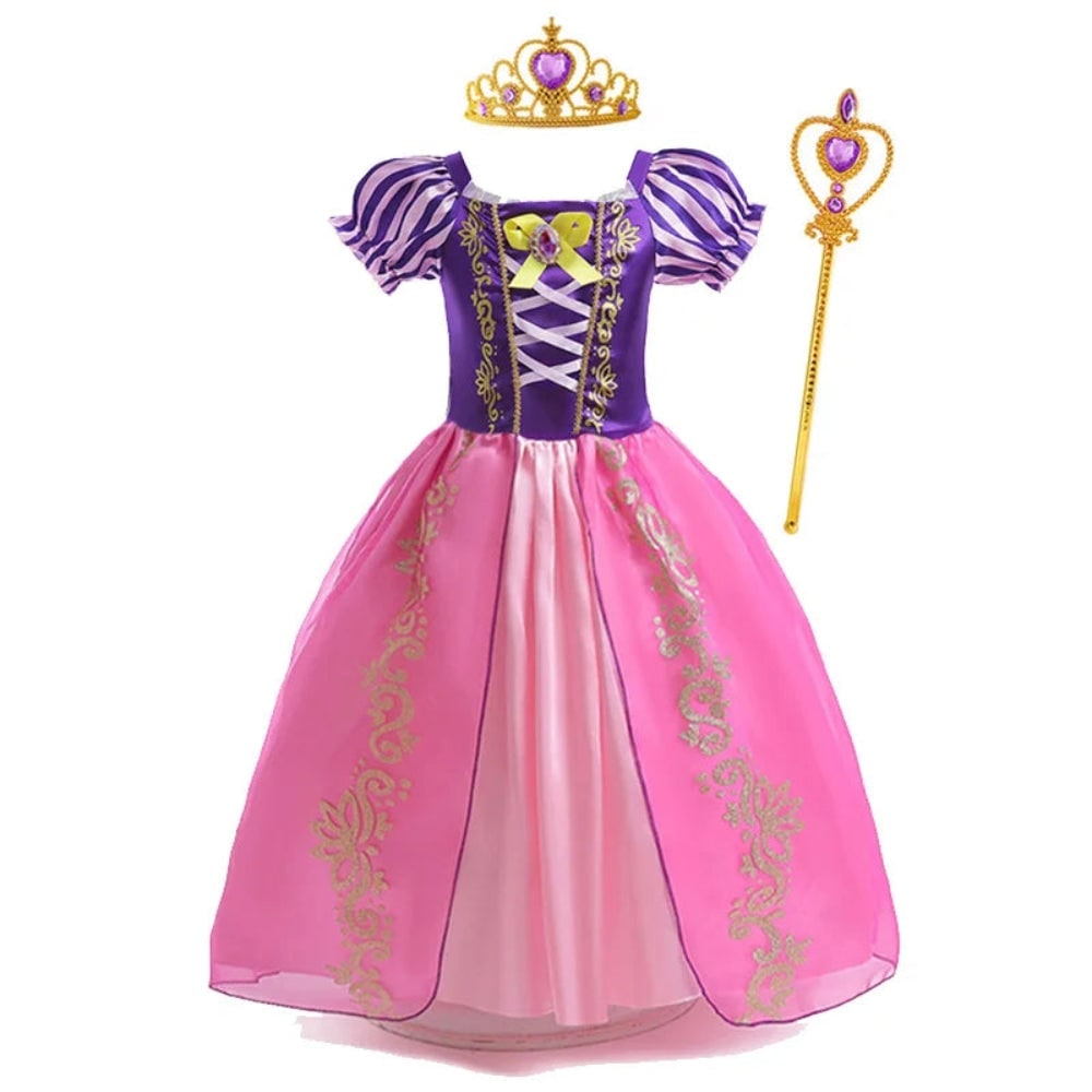 Girls Princess Dress Costume Tiara Gloves Dress Up Games Halloween