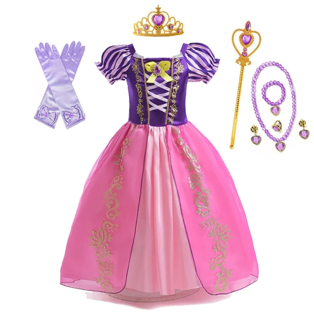 Girls Princess Dress Costume Tiara Gloves Dress Up Games Halloween