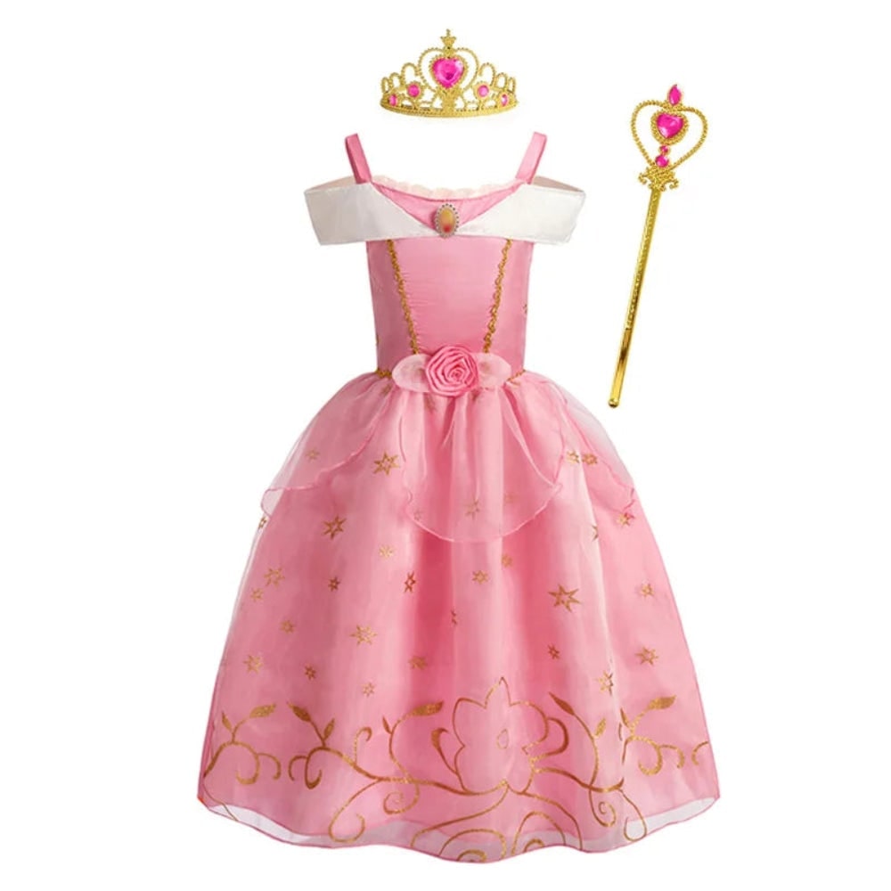 Girls Princess Dress Costume Tiara Gloves Dress Up Games Halloween