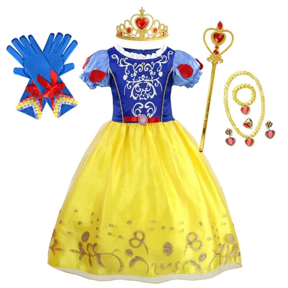 Girls Princess Dress Costume Tiara Gloves Dress Up Games Halloween