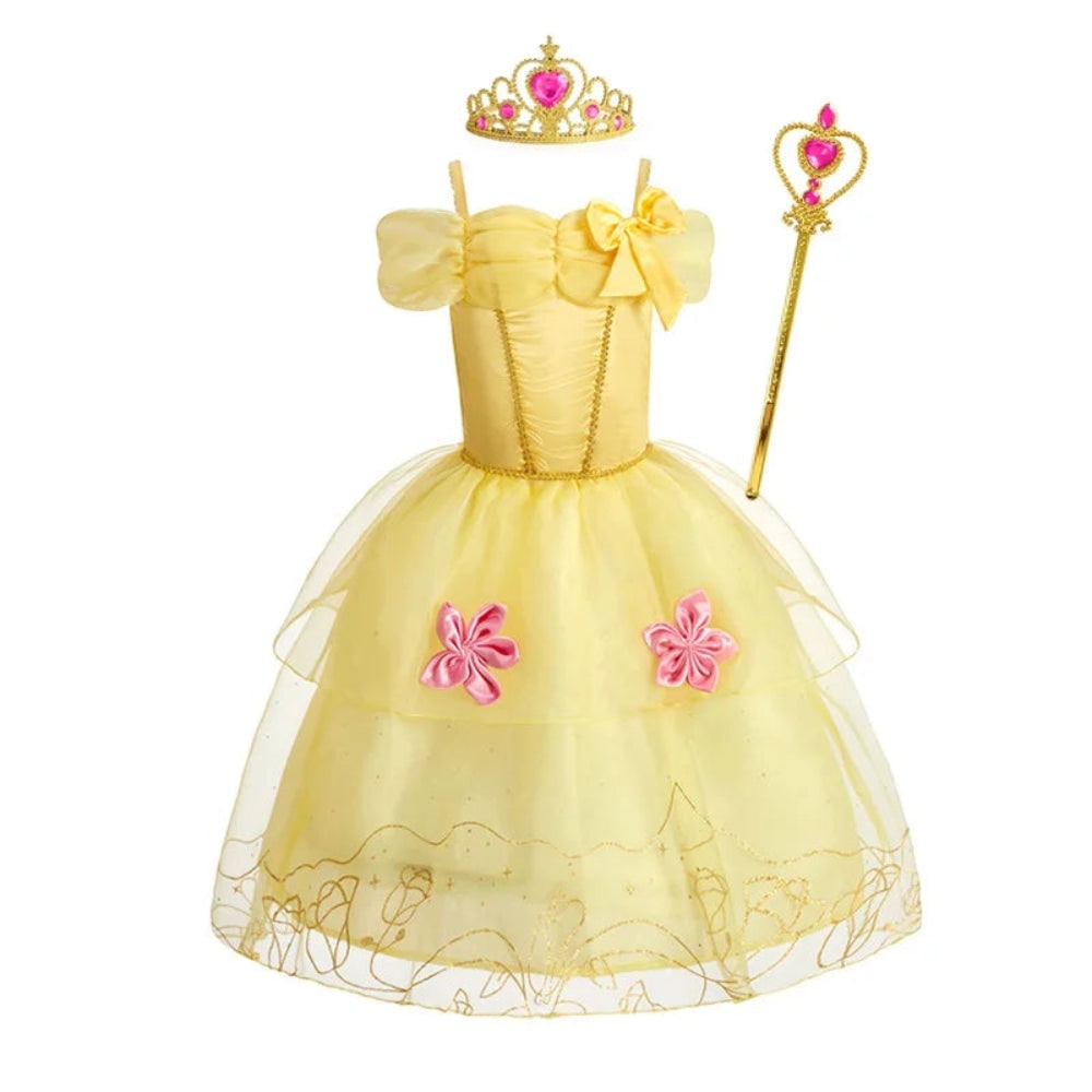 Girls Princess Dress Costume Tiara Gloves Dress Up Games Halloween