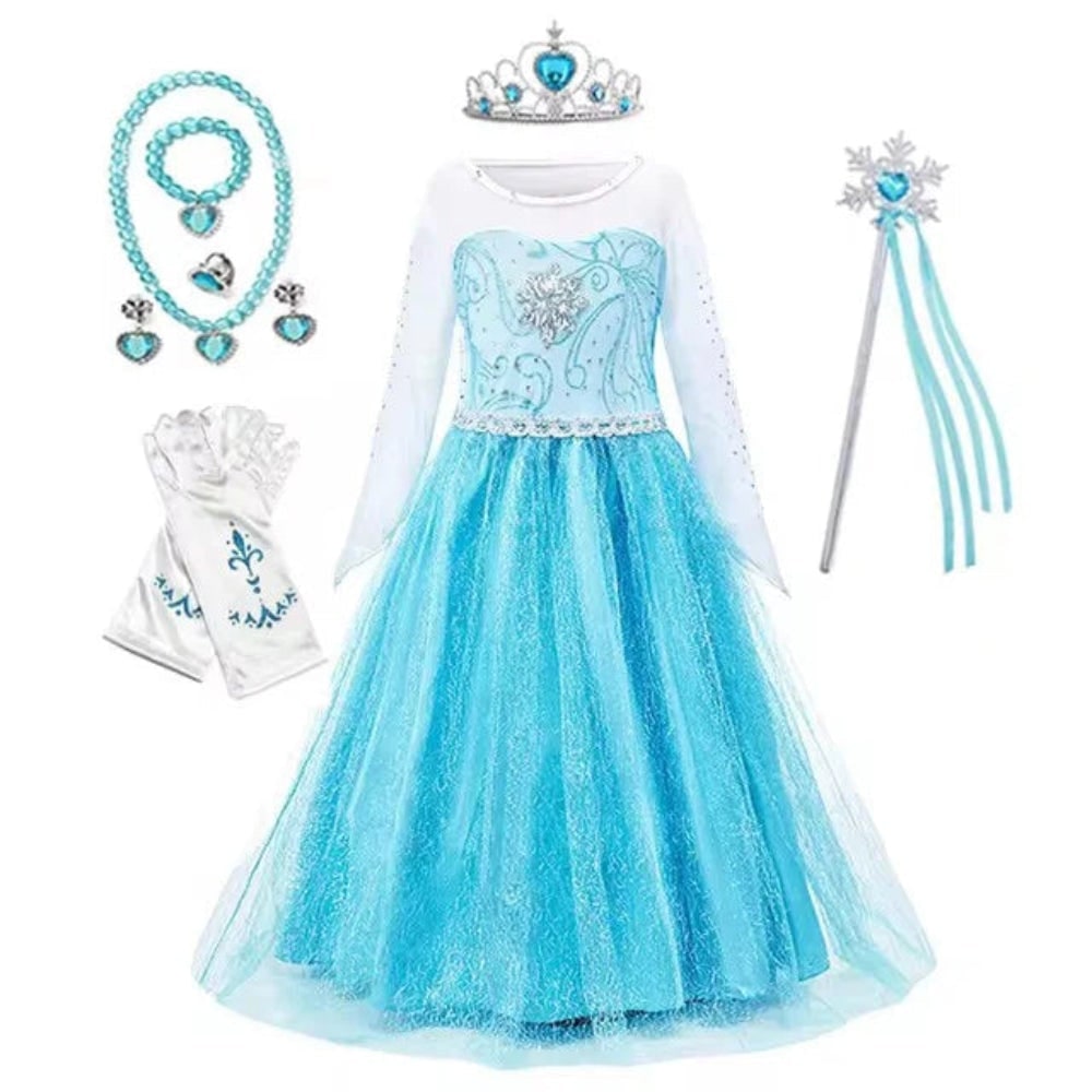 Girls Princess Dress Costume Tiara Gloves Dress Up Games Halloween