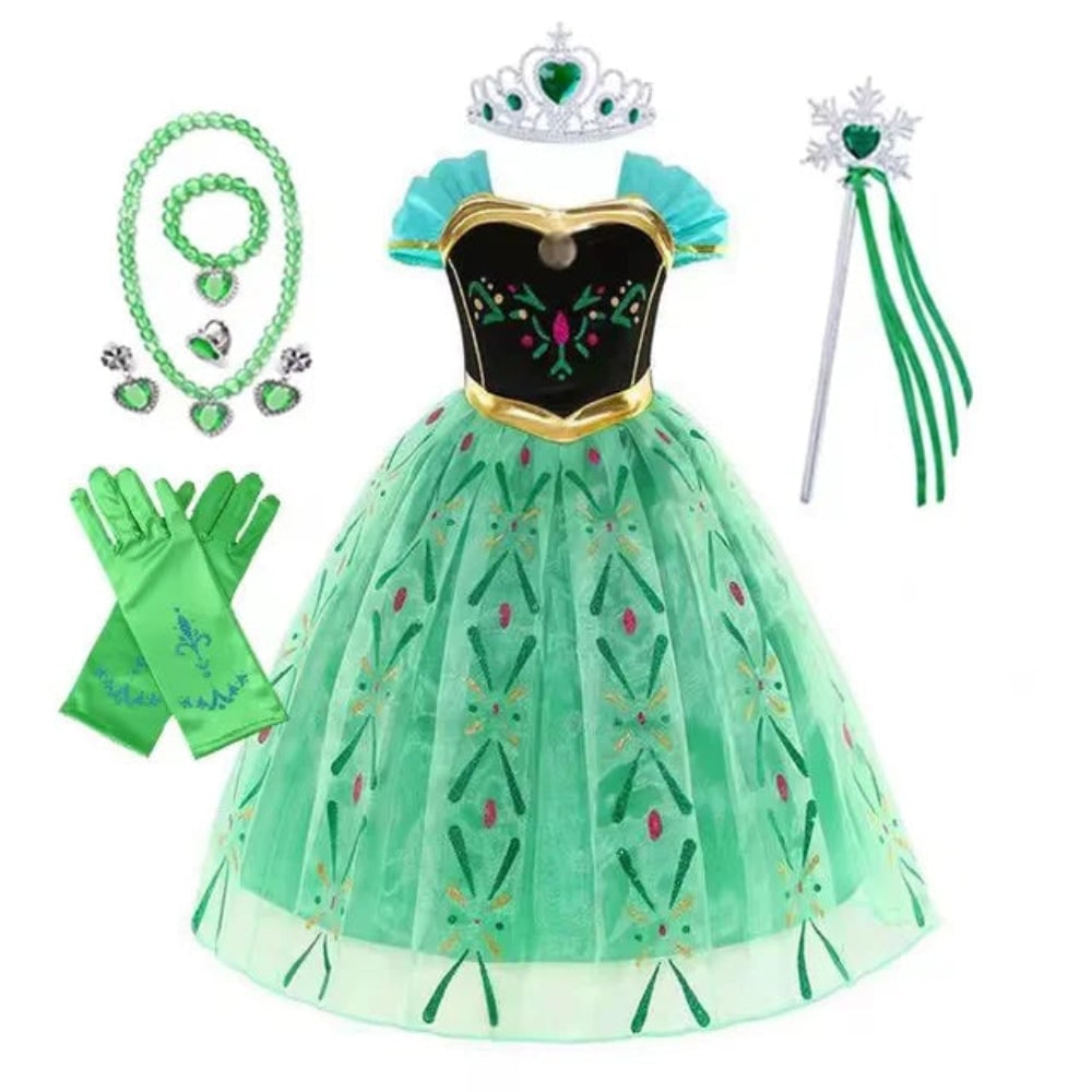 Girls Princess Dress Costume Tiara Gloves Dress Up Games Halloween