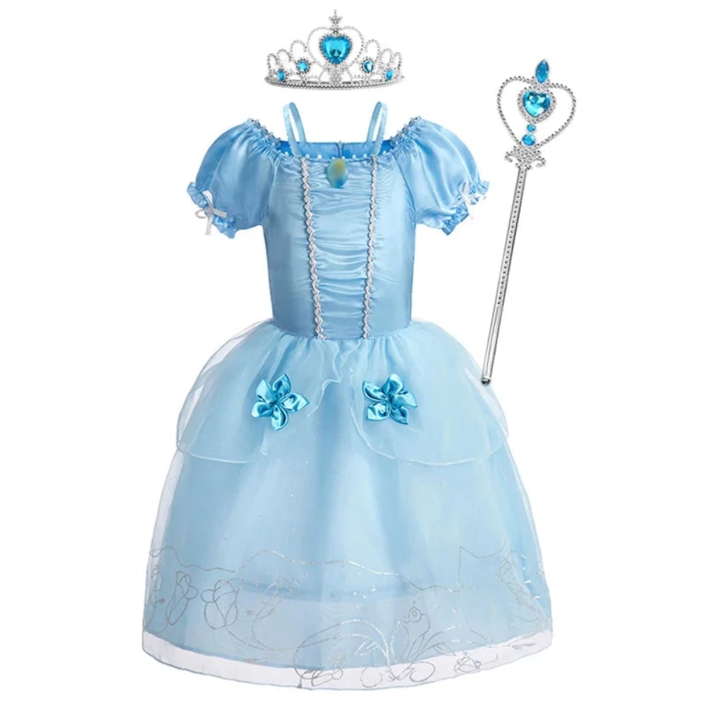 Girls Princess Dress Costume Tiara Gloves Dress Up Games Halloween