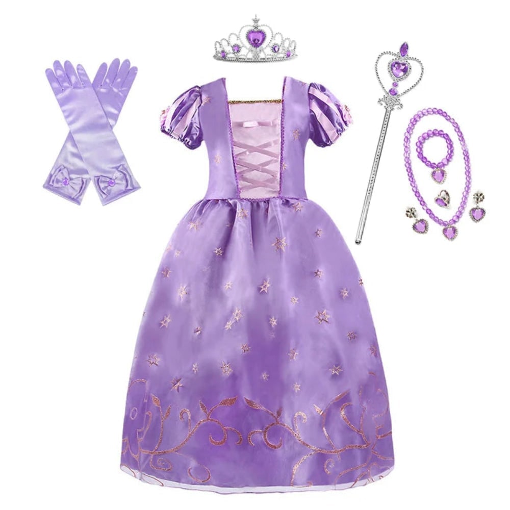 Girls Princess Dress Costume Tiara Gloves Dress Up Games Halloween