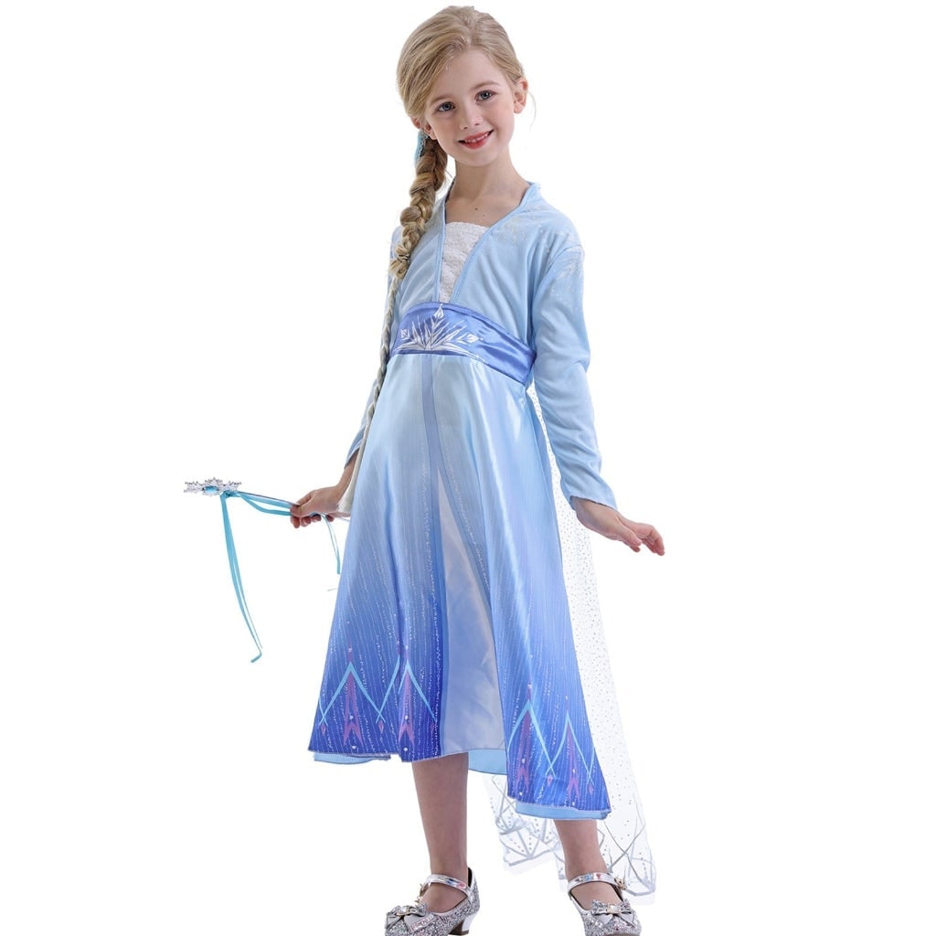 Girls Princess Costume Dress with Cape and Wand Accessory Set Halloween