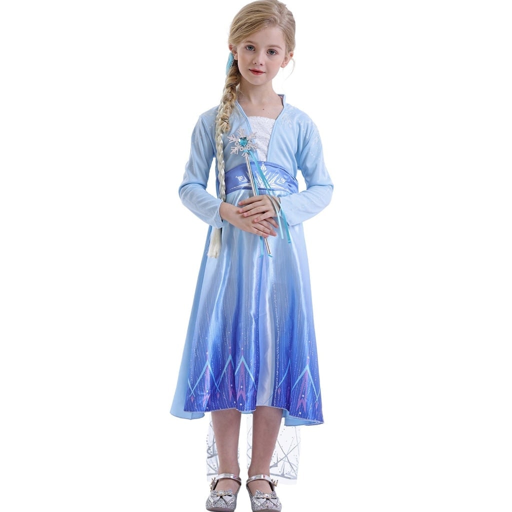 Girls Princess Costume Dress with Cape and Wand Accessory Set Halloween