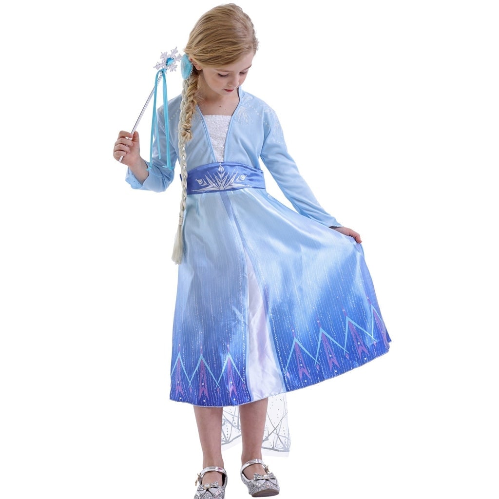 Girls Princess Costume Dress with Cape and Wand Accessory Set Halloween