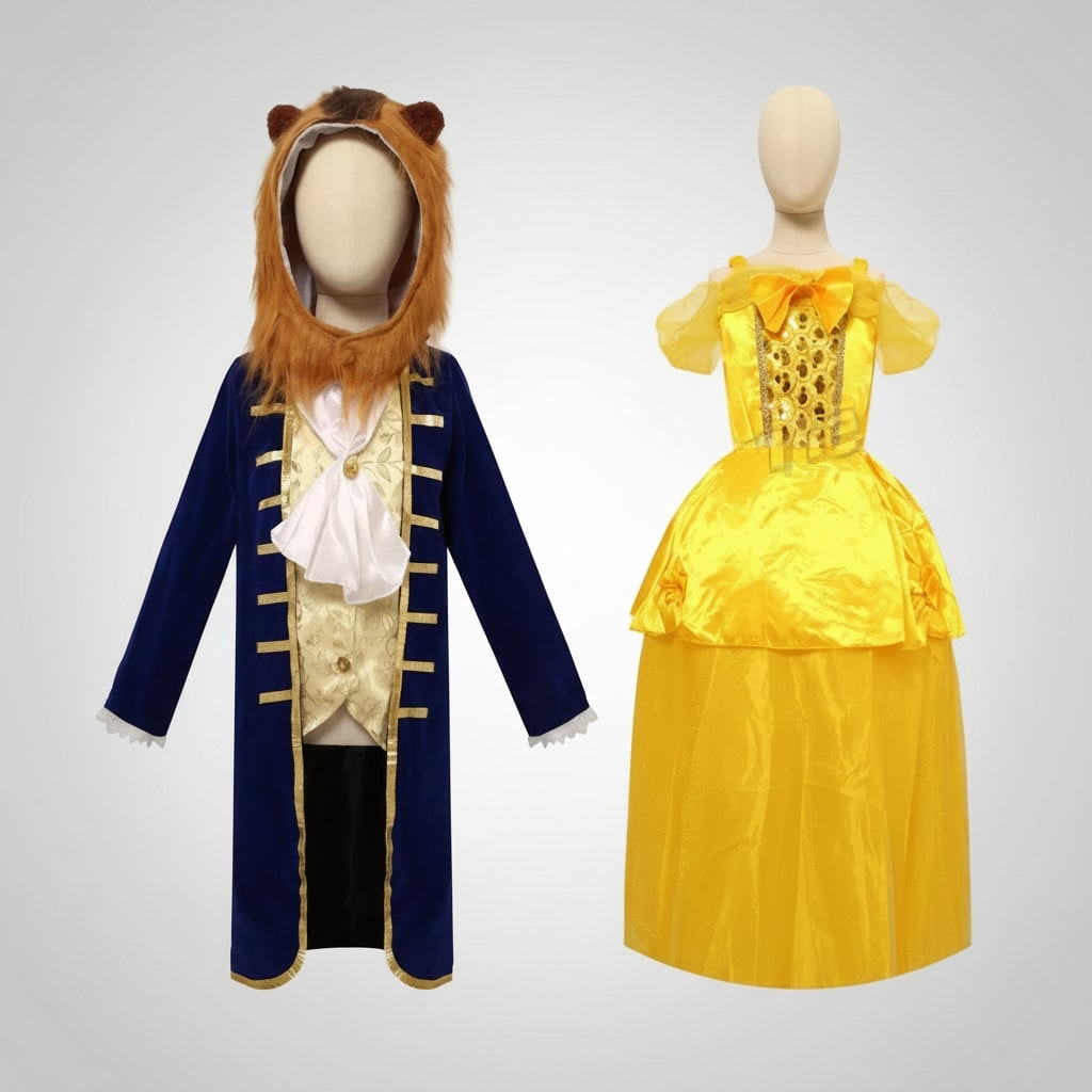 Girls Princess Costume Dress Gold Sequin Bodice and Star Wand Halloween