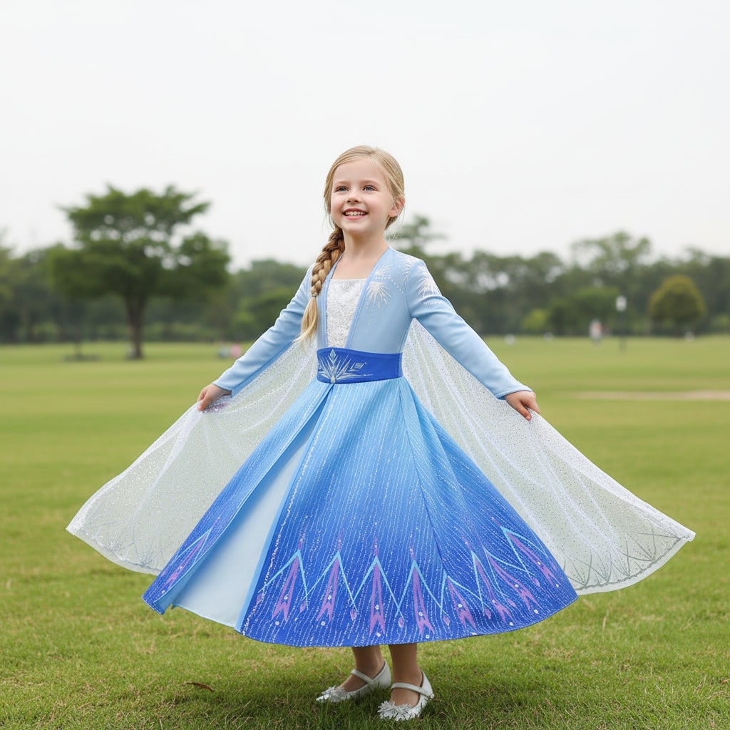 Girls Dorothy Costume Princess Dress with Tiara Wand and Gloves Halloween