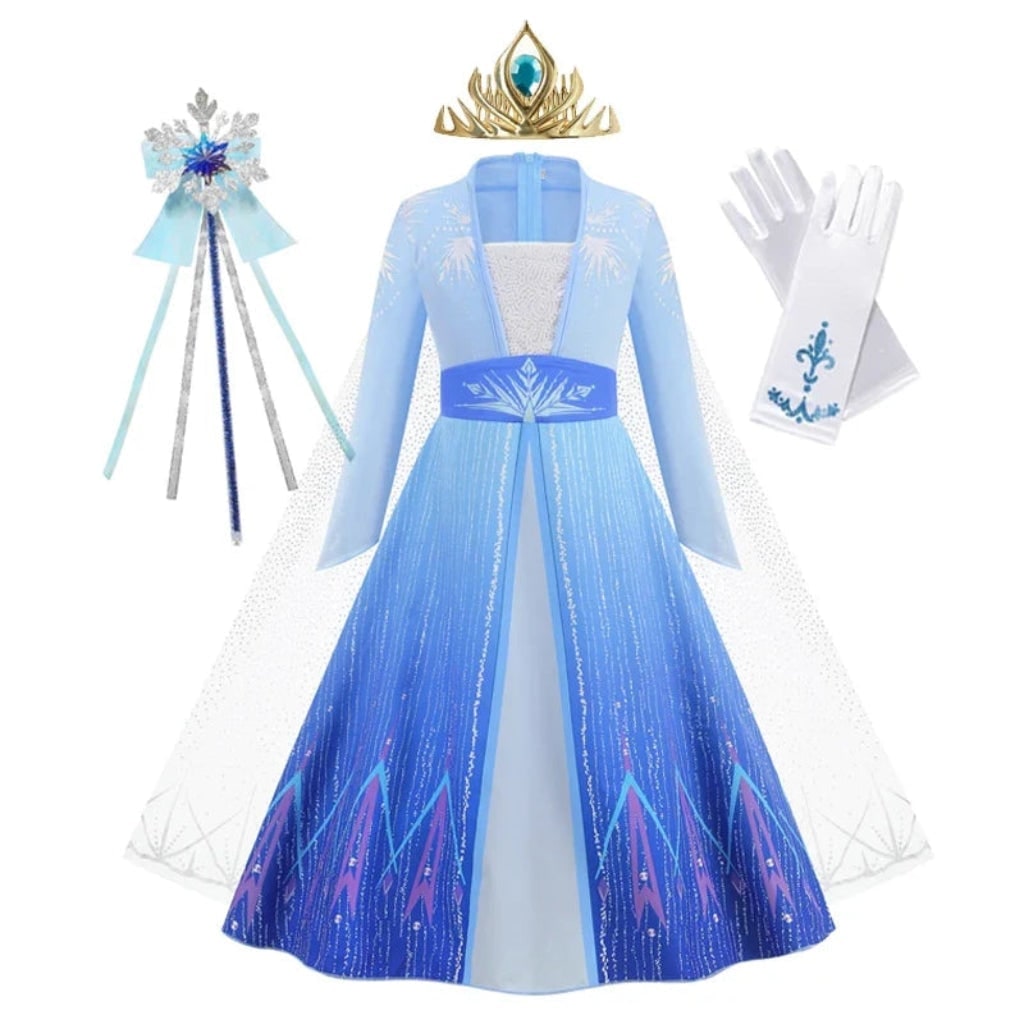 Girls Dorothy Costume Princess Dress with Tiara Wand and Gloves Halloween