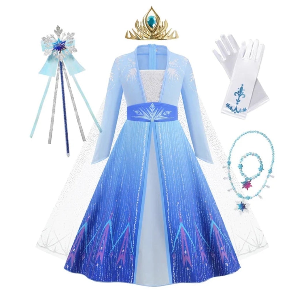 Girls Dorothy Costume Princess Dress with Tiara Wand and Gloves Halloween