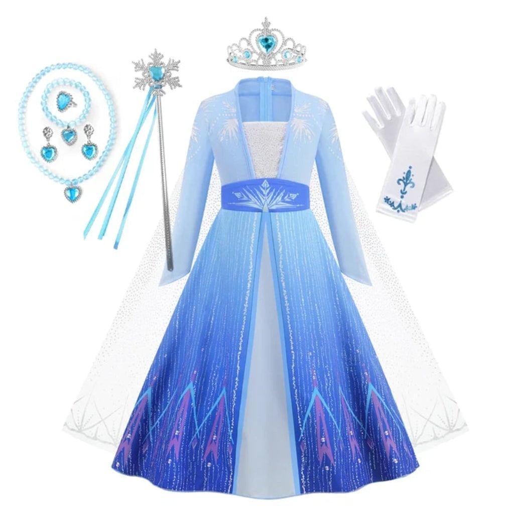 Girls Dorothy Costume Princess Dress with Tiara Wand and Gloves Halloween