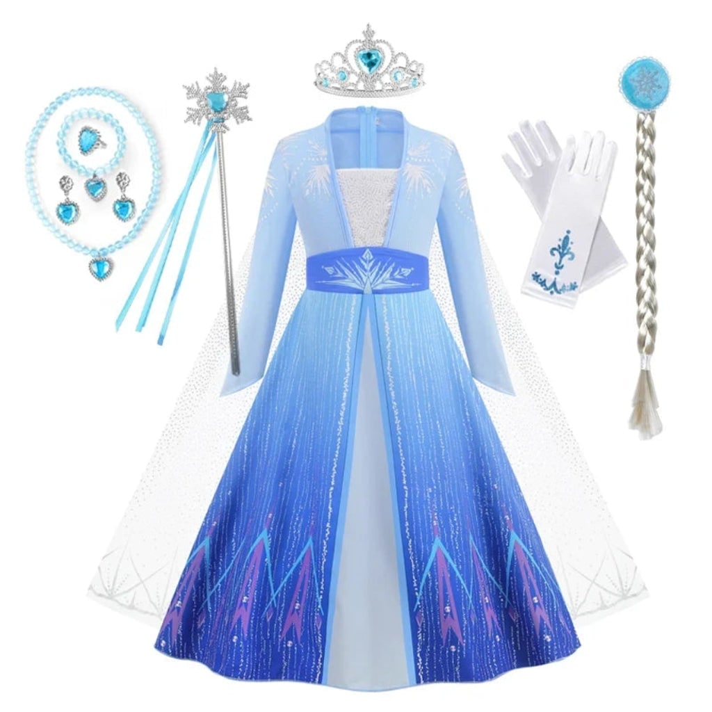 Girls Dorothy Costume Princess Dress with Tiara Wand and Gloves Halloween