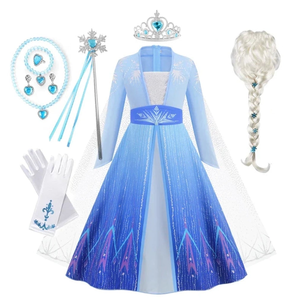 Girls Dorothy Costume Princess Dress with Tiara Wand and Gloves Halloween