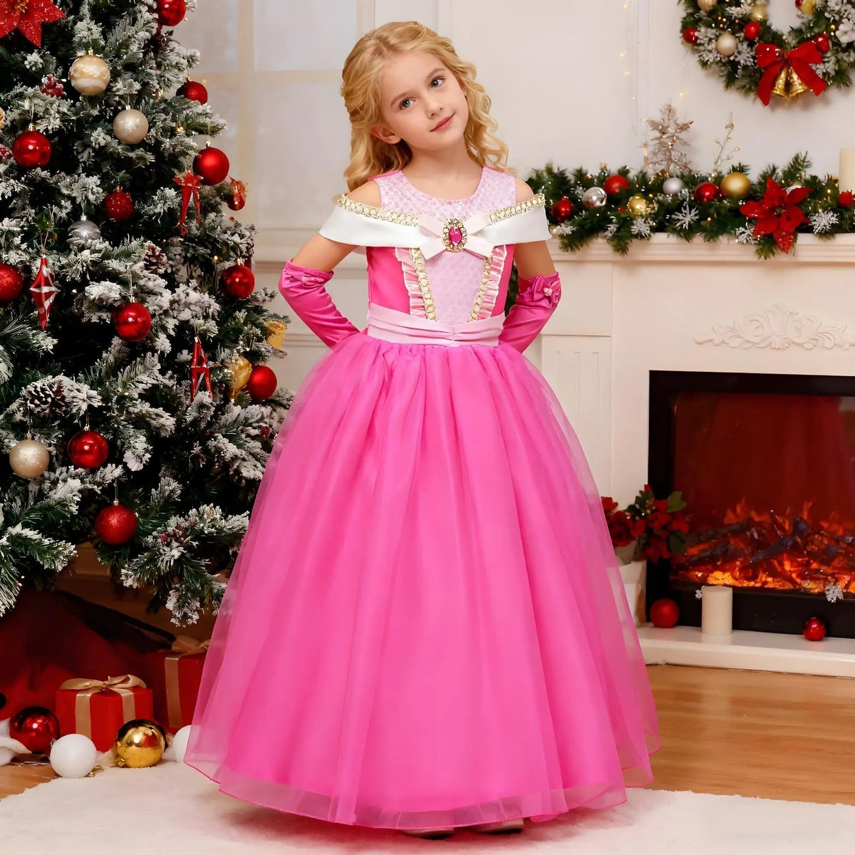 Girls Princess Costume Dress with Accessories and Tiara Halloween