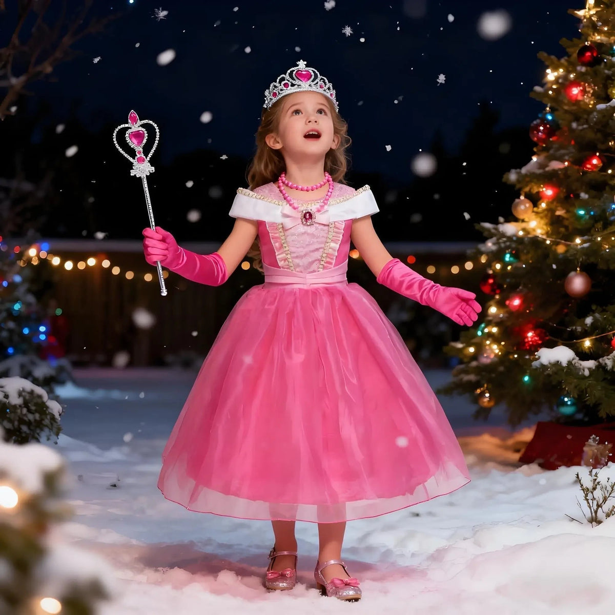 Girls Princess Costume Dress with Accessories and Tiara Halloween
