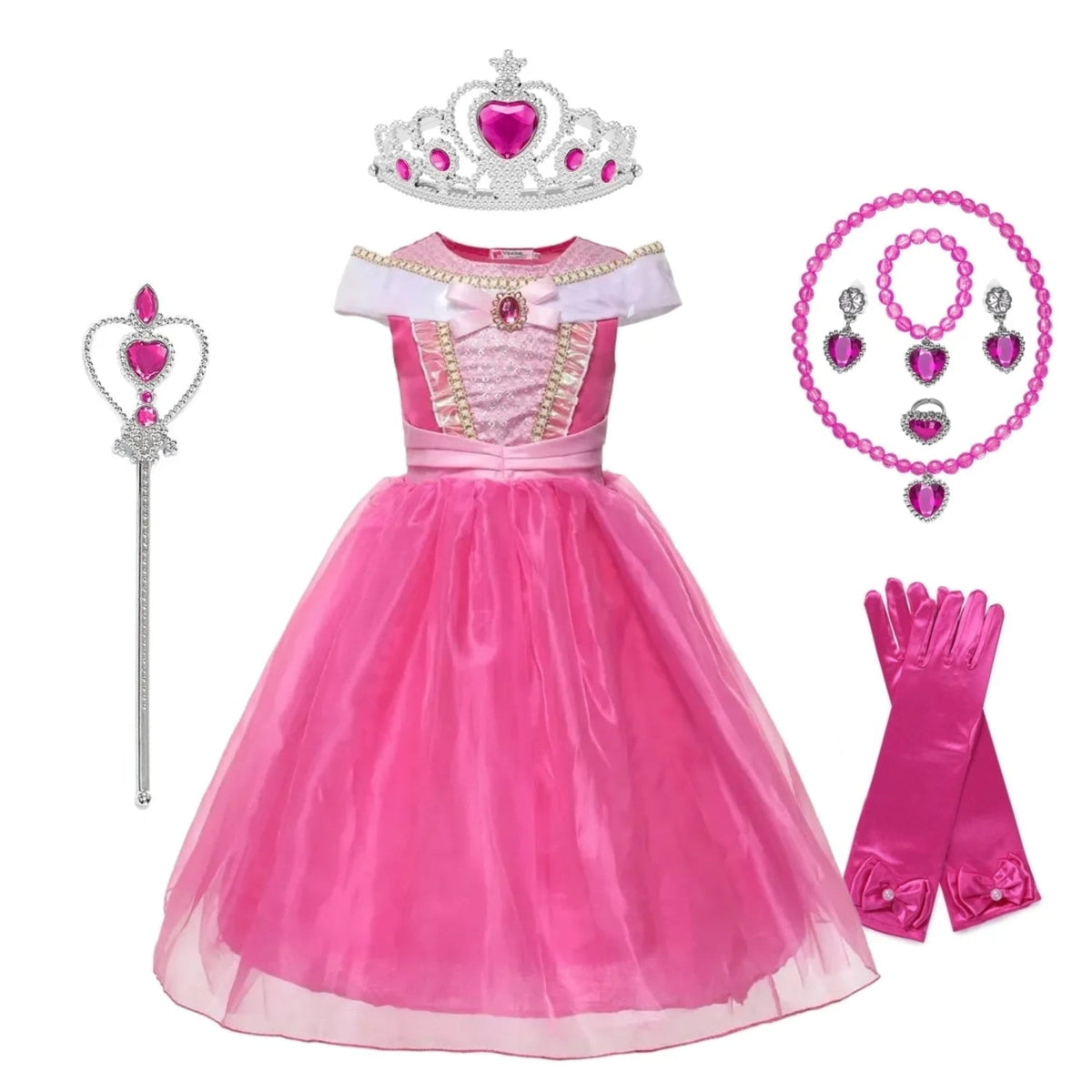 Girls Princess Costume Dress with Accessories and Tiara Halloween